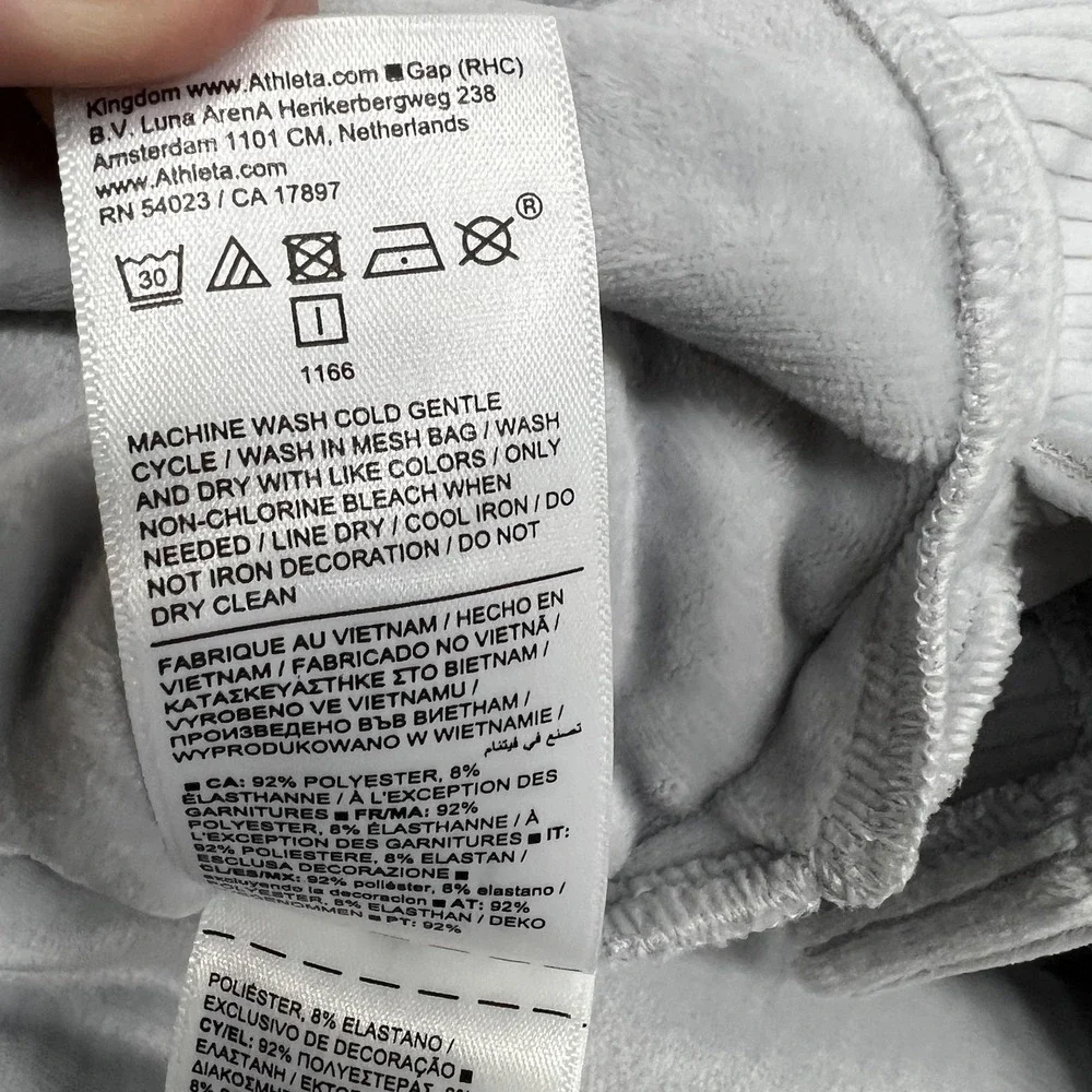 Athleta Girl‎ Hoodie Girls XL Gray Velour V Neck Long Sleeve Pullover Cropped